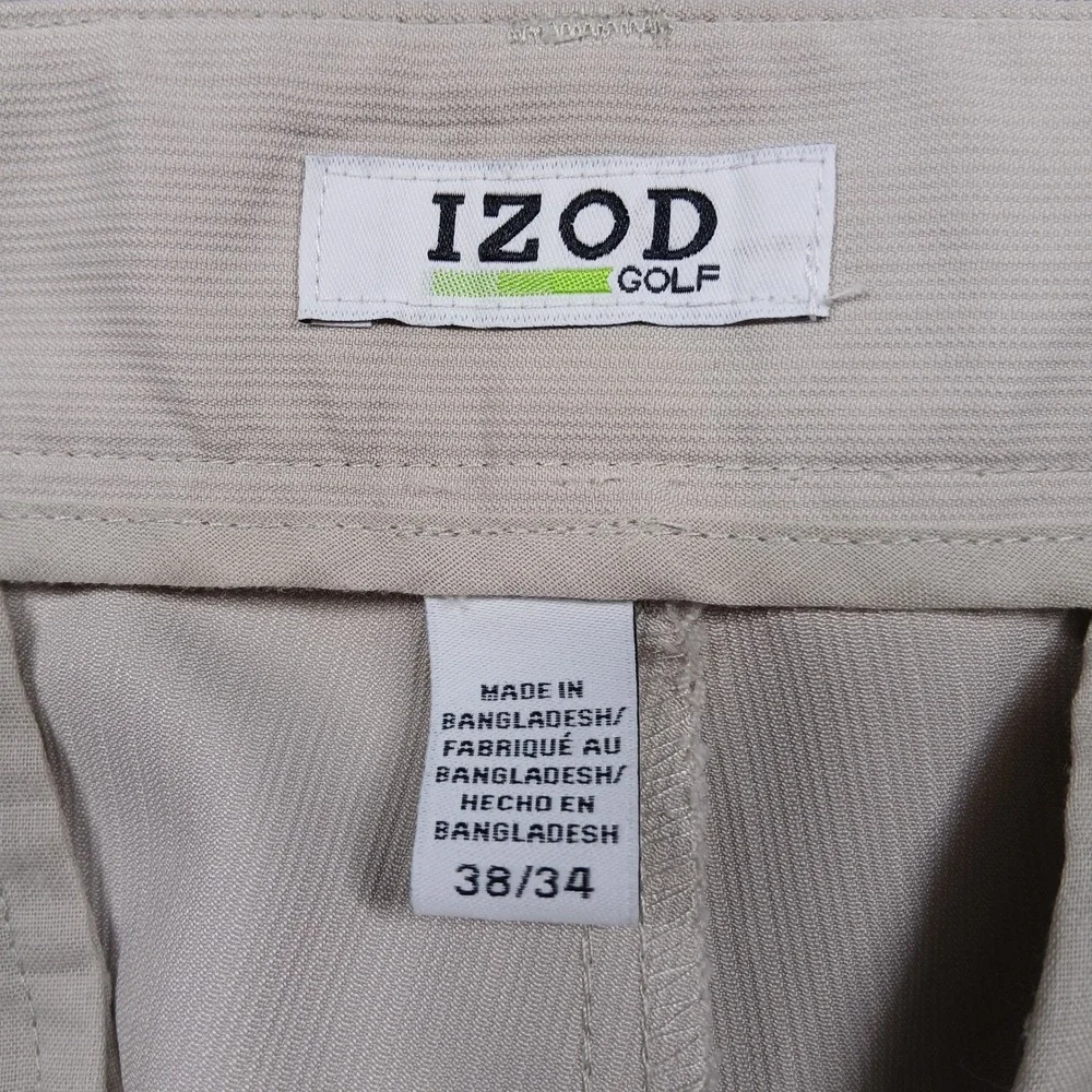 IZOD Golf Pants Men's‎ 38x34 Beige Performance Flat Front